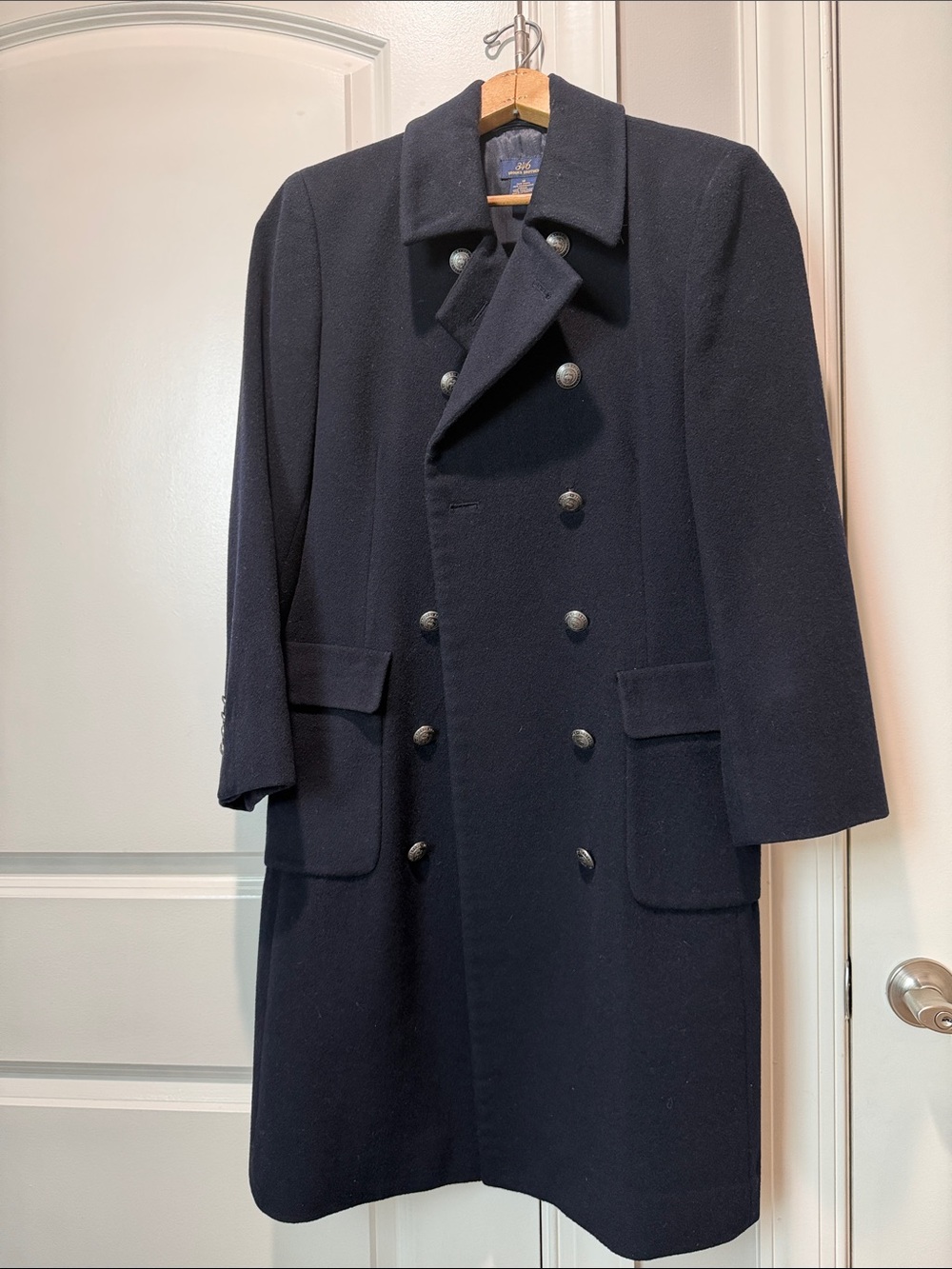 Women’s Double-Breasted Wool Coat - Navy Brooks Brothers